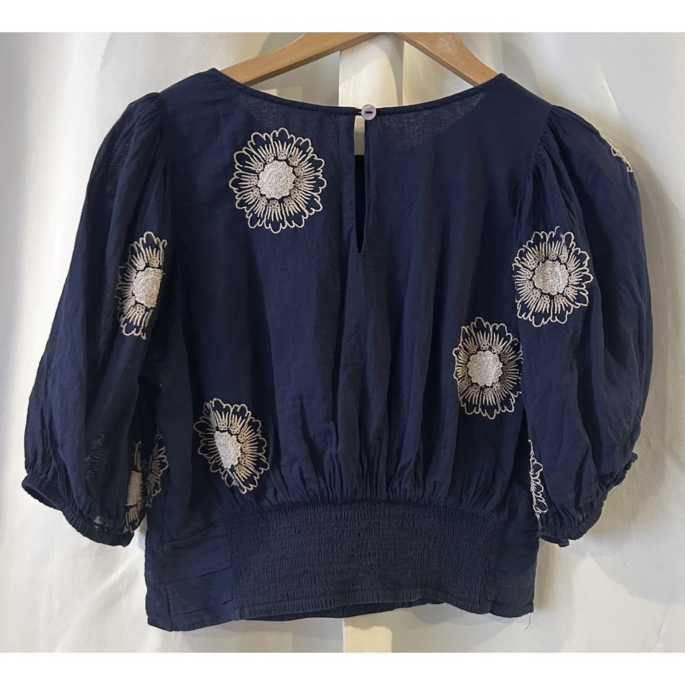 Free People My Girl Floral Embroidered Blouse‎ Size Medium - Picture 3 of 4